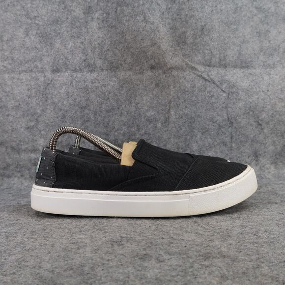 Toms Shoes Womens 8 Sneakers Slip On Casual Devon Canvas Black Comfort Active - Picture 2 of 12